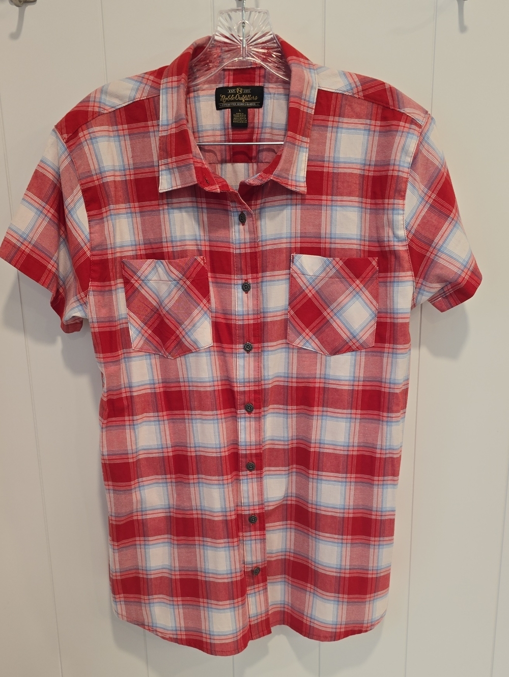 Noble Outfitters Red Plaid Short-Sleeve Button-Down Shirt